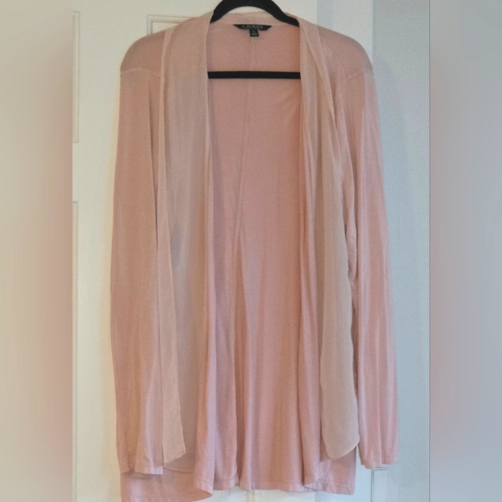 Ralph Lauren Light Pink Open Front Cardigan